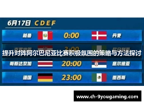 提升对阵阿尔巴尼亚比赛积极氛围的策略与方法探讨
