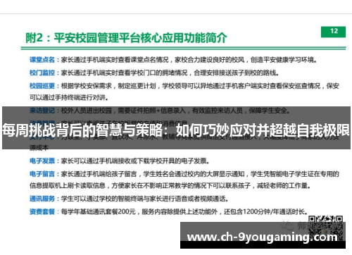 每周挑战背后的智慧与策略：如何巧妙应对并超越自我极限